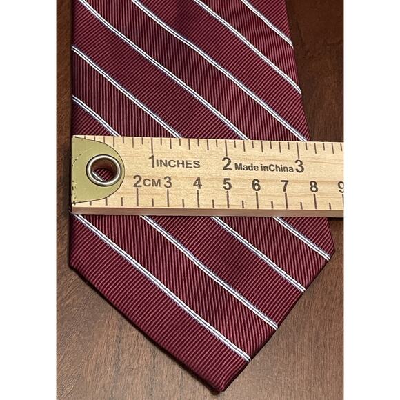 Jos. A. Bank Executive Collection Repp Hand Made Burgundy White Blue 100% Silk - Picture 4 of 9